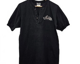 Vintage Indian Motorcycle Shirt Men's Medium Black Henley