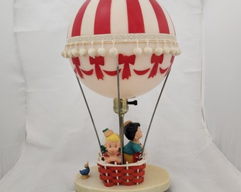 The Dolly Toy Company 1970s Plastic Hot Air Balloon Table Lamp Night Light, Children's Lamp