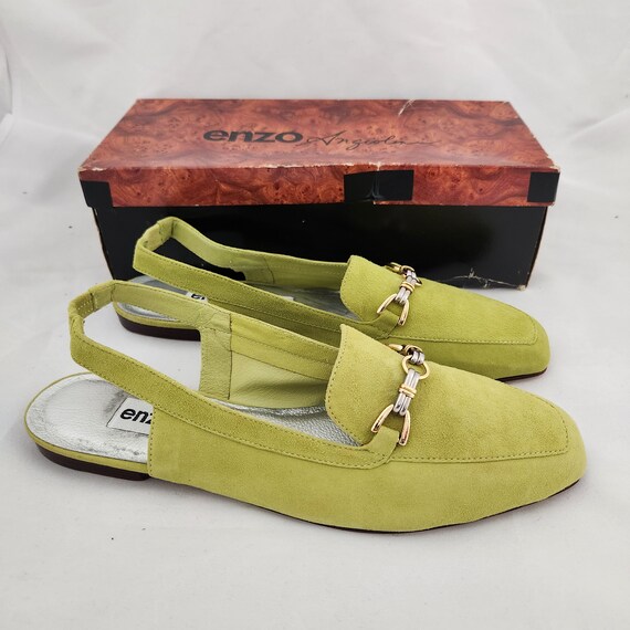 Enzo Angiolini Suede Lime Green Sling Back Loafer… - image 1