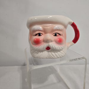 Santa Mug, Vintage 1950s Hand Painted Ceramic, Made in Japan, Kitschy
