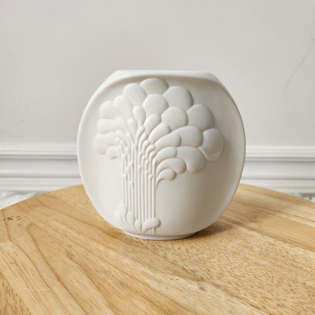 AK Kaiser Germany White Bisque Concave Round Vase/ Modern Etsy