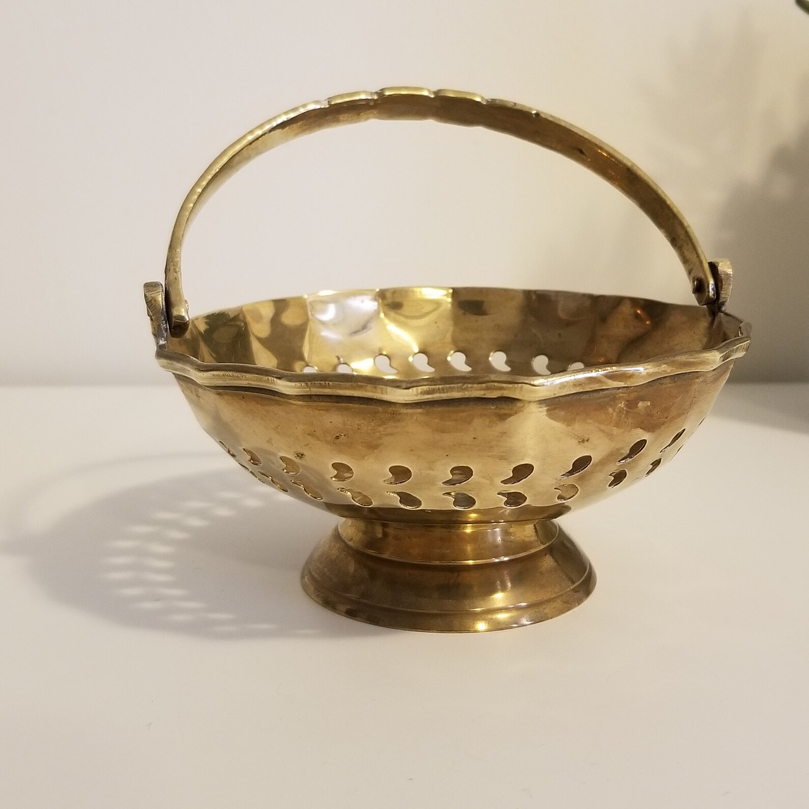 Brass Candy Dish/ Pedestal Candy Dish with Handle Solid Etsy