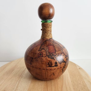 World Map Wrapped Glass Whiskey Decanter, Made in Italy