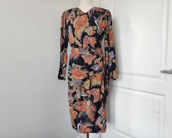 Vintage Barbara Barbara 80s Retro Floral Print Lo… - image 1