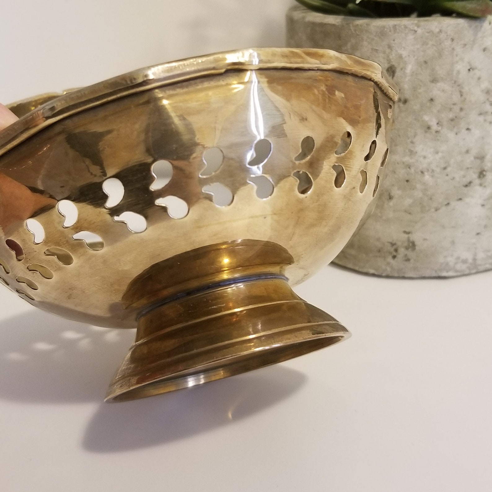 Brass Candy Dish/ Pedestal Candy Dish with Handle Solid Etsy