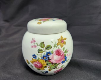 Sadler England Painted Floral Ginger Jar, Ceramic Canister With Lid