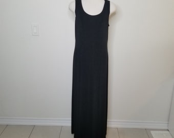 Ronni Nicole By Ouida Black Ribbed Slinky Long Dress Size 12/ Vintage Black Dress