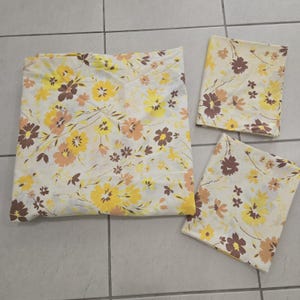 Vintage Sears Bedding Fitted Twin Single Sheet Pillowcases Set Cotton Floral 70s