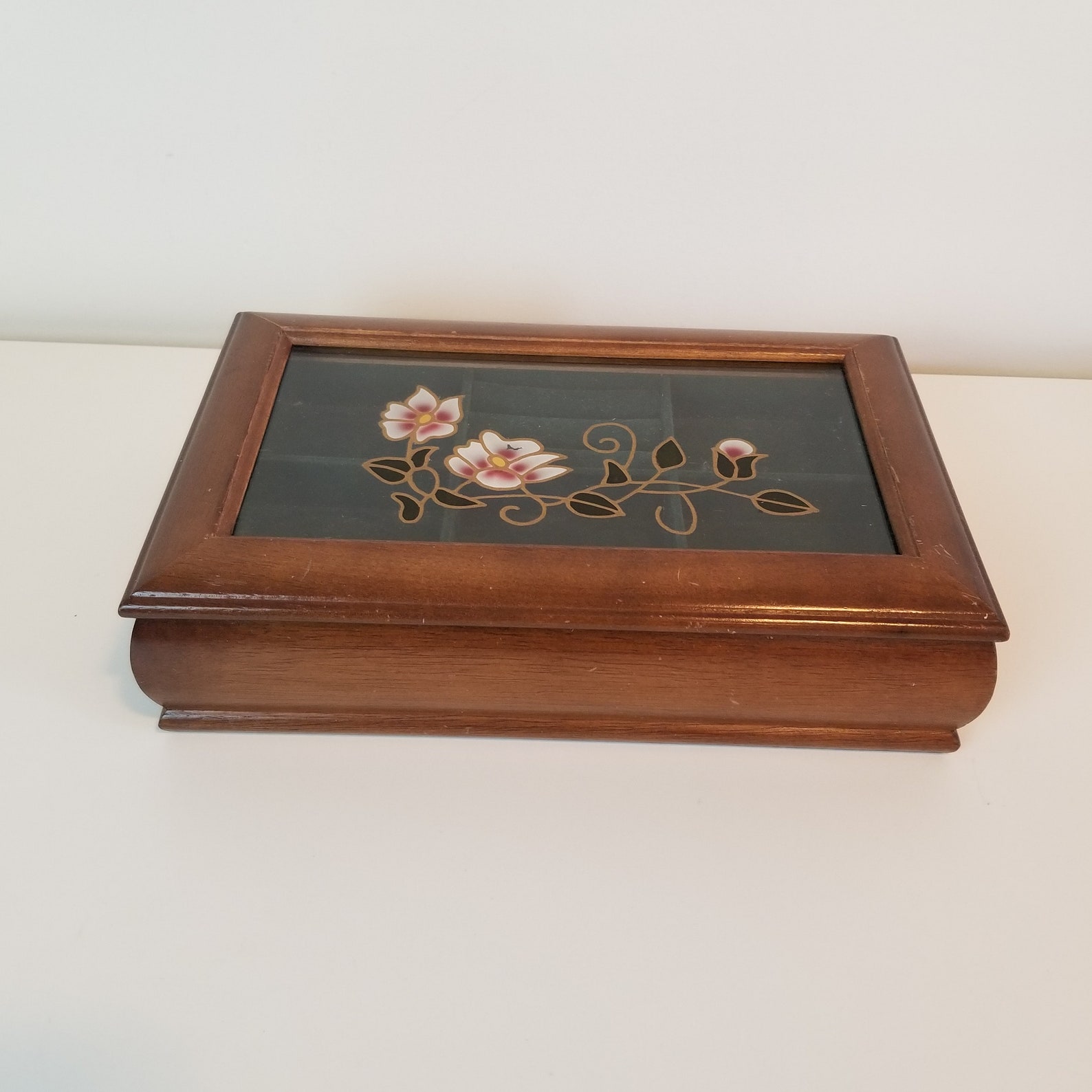 Vintage Wood and Glass Jewelry Box/ Jewelry Display Organizer Etsy