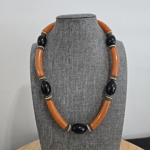Vintage Beaded Necklace, Egyptian Revival, Statement Necklace, Bold Beads