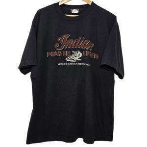 Vintage Indian Motorcycle Shirt Men&#39;s Large Black Tee
