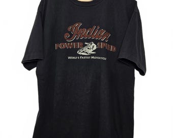 Camiseta vintage de motocicleta india para hombre, talla grande, negra