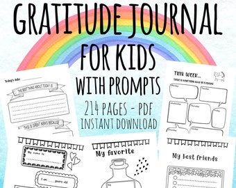 Gratitude Journal For Kids With Prompts | Printable PDF | Instant Download | Daily Prompts | Gratitude Activities For Children Boys Girls