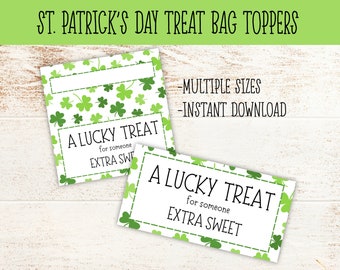 St. Patrick's Day Treat Bag Topper | Printable Cookie Candy Bag Topper School Goodie Bag Cookie Tag Birthday Party Favor Happy St. Patrick's