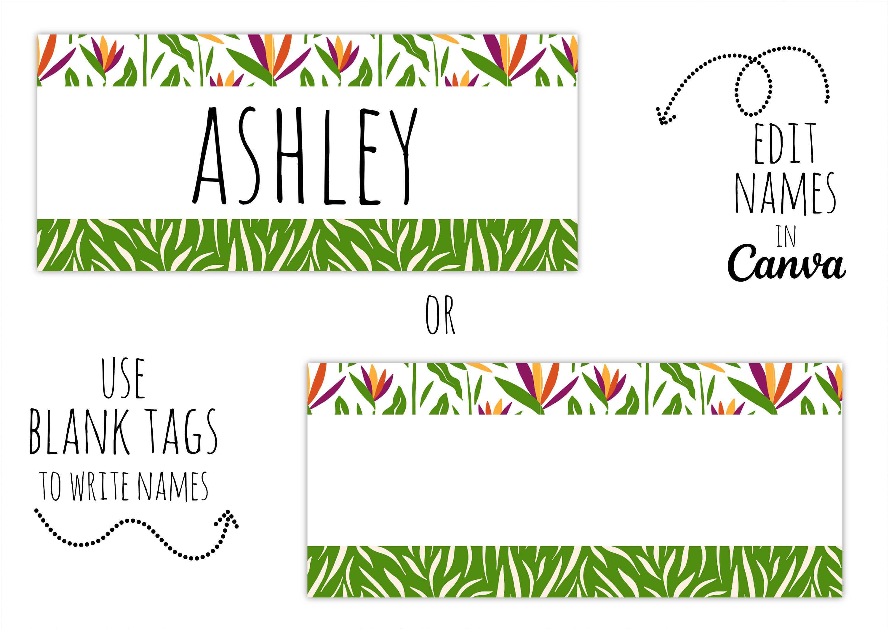 Classroom Name Tags Template Floral Flowers Editable | Printable ...