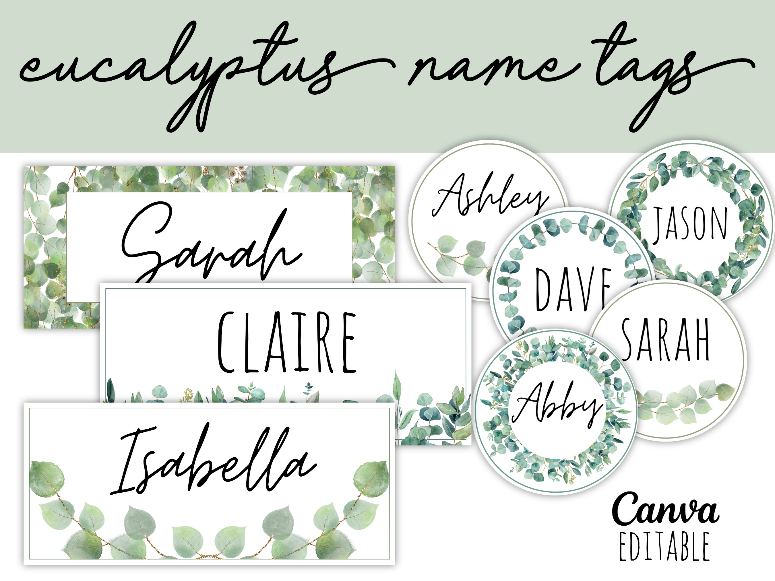 Wattle Eucalyptus Name Badge Custom Name Badge Magnetic 