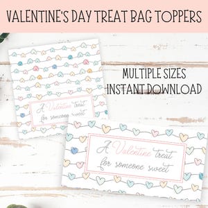 Valentine&#39;s Treat Bag Topper | Printable Cookie Candy Bag Topper School Goodie Bag Cookie Tag Valentine&#39;s Party Favor Happy Valentine&#39;s Day