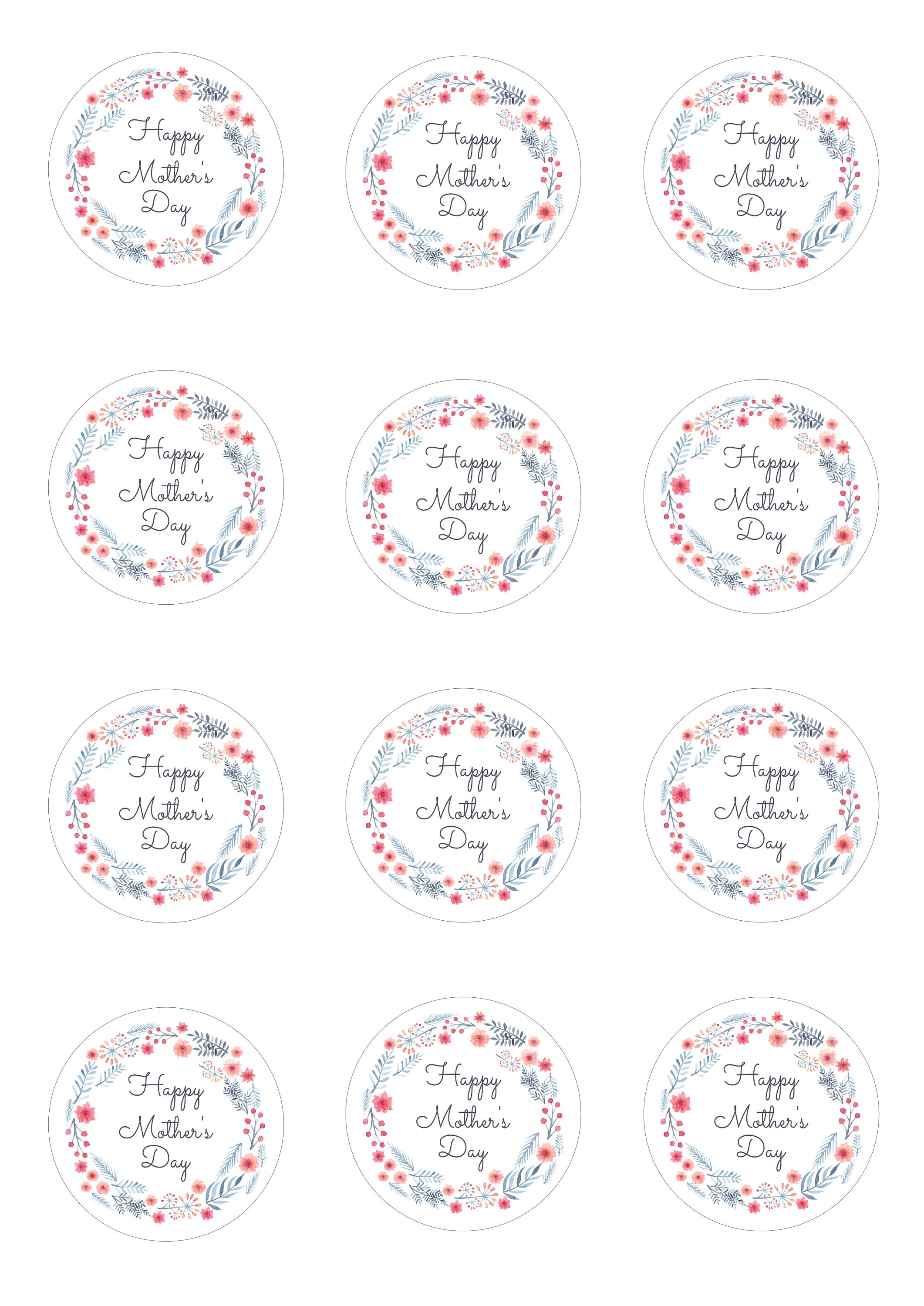 Happy Mother's Day Gift Tag Printable | Flowers Floral Bouquet ...