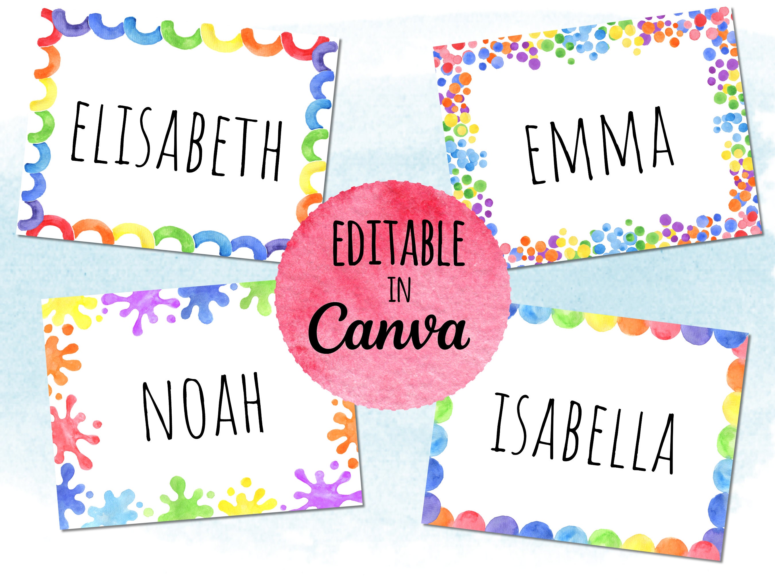 Classroom Name Tags Template Watercolor Editable Printable Etsy Australia Classroom Name Tags Template Watercolor Editable Printable Etsy Australia