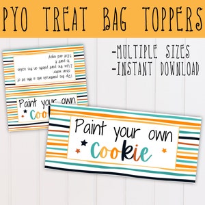 Halloween PYO Paint Your Own Cookie Bag Topper | Printable | Cookie Bag Topper | Trick Or Treat Bag Topper Candy Goodie Bag Cookie Tag Fall