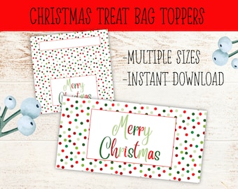 Vrolijke kerst traktatie tas topper | Afdrukbare Cookie Bag Topper Candy Cane Bag Topper Goodie Bag Cookie Tag Christmas Party Favor Elf Kisses