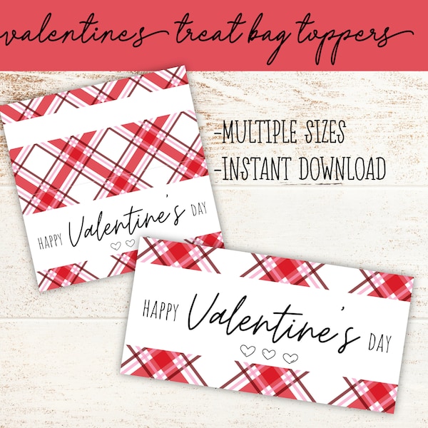 Valentine's Treat Bag Topper | Printable Cookie Candy Bag Topper School Goodie Bag Cookie Tag Birthday Party Favor Love Happy Valentines Day