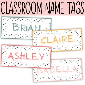 Classroom Name Tags Template Pastel Doodle Editable | Printable | Classroom Labels | Cubby Name Tags | Desk Plates