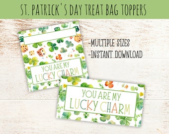 St. Patrick's Day Treat Bag Topper | Printable Cookie Candy Bag Topper School Goodie Bag Cookie Tag Birthday Party Favor Happy St. Patrick's