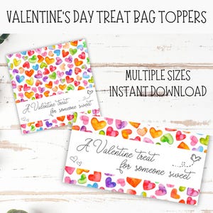 Valentine&#39;s Treat Bag Topper | Printable Cookie Candy Bag Topper School Goodie Bag Cookie Tag Valentine&#39;s Party Favor Happy Valentine&#39;s Day
