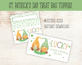 St. Patrick's Day Treat Bag Topper | Printable Cookie Candy Bag Topper School Goodie Bag Cookie Tag Birthday Party Favor Happy St. Patrick's