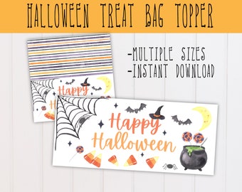 Halloween Treat Bag Topper | Printable | Cookie Bag Topper | Halloween Gift Topper | Trick Or Treat Bag Topper Candy Goodie Bag For Students