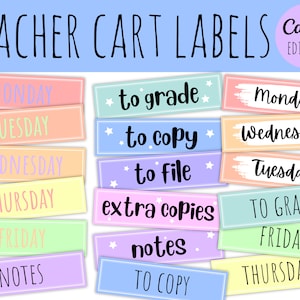 Lehrer Rollwagen Etiketten Bearbeitbar | Druckbar | 10 Schubladen-Wagen-Etiketten | Trolley Etiketten | Lehrer Printable | Klassenzimmer Dekor