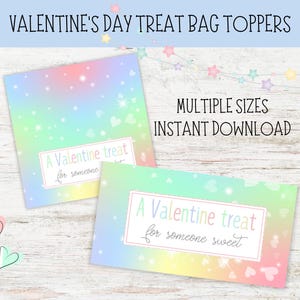 Valentine&#39;s Treat Bag Topper | Printable Cookie Candy Bag Topper School Goodie Bag Cookie Tag Valentine&#39;s Party Favor Happy Valentine&#39;s Day