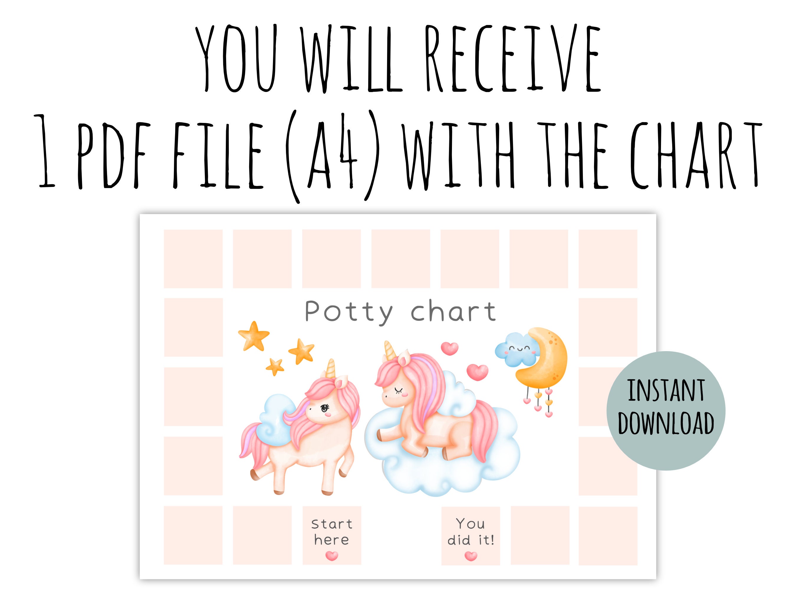 Potty Chart Printable Girl Unicorn | Potty Training Chart | Reward ...