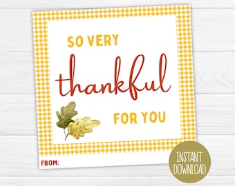 Label met bedankje voor Thanksgiving | Bedanktag | Waardering Tag Docenten Personeel Collega Klant PTO | Tag voor herfsttraktatie | Cadeaukaartje voor snoep
