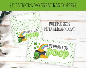 Adorno para bolsa de golosinas del Día de San Patricio / Adorno para bolsa de dulces de galletas con semillas de arcoíris para imprimir Etiqueta para bolsa de golosinas escolares Recuerdo de San Patricio para el aula