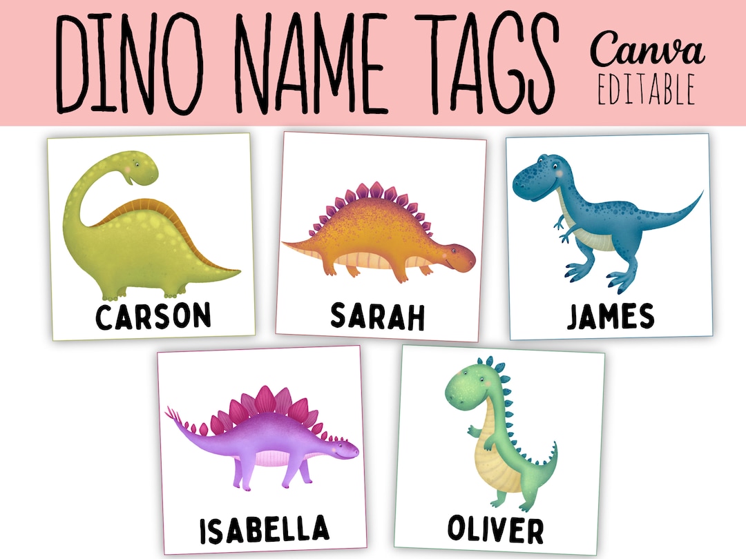 Classroom Cubby Name Tags Template Dinosaur Editable Printable School