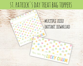 St. Patrick's Day Treat Bag Topper | Printable Cookie Candy Bag Topper School Goodie Bag Cookie Tag Birthday Party Favor Happy St. Patrick's