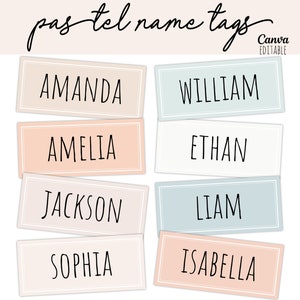 Plantilla de etiquetas de nombre de aula Pastel editable / Imprimible / Etiquetas de nombre de escuela primaria / Regreso a la escuela / Etiquetas Cubby / Placas de escritorio