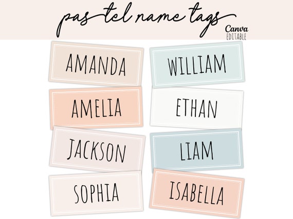 Classroom Name Tags Template Pastel Editable | Printable | Elementary School Name Tags | Back To School | Cubby Labels | Desk Plates