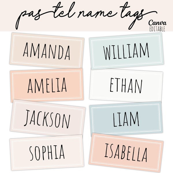 Classroom Name Tags Template Pastel Editable | Printable | Elementary School Name Tags | Back To School | Cubby Labels | Desk Plates