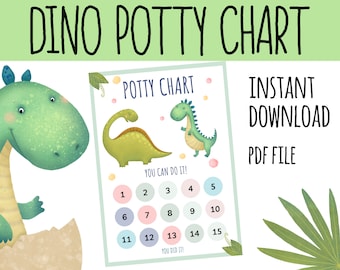 Potty Chart Dinosaurs Printable | Potty Training Chart | Reward Chart | Reward Jar