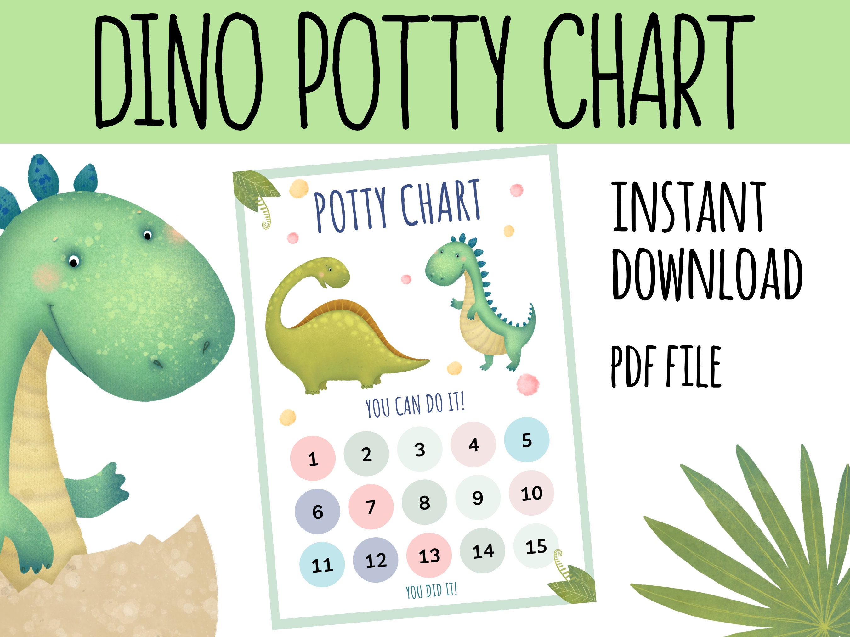 Potty Chart Dinosaurs Printable | Potty Training Chart | Reward Chart ...