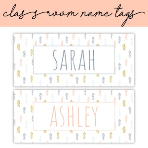 Classroom Name Tags Template Boho Editable | Printable | Classroom Labels | Cubby Name Tags | Desk Plates