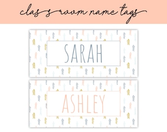 Classroom Name Tags Template Boho Editable | Printable | Classroom Labels | Cubby Name Tags | Desk Plates