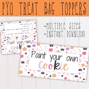 Halloween PYO Paint Your Own Cookie Bag Topper | Printable | Cookie Bag Topper | Trick Or Treat Bag Topper Candy Goodie Bag Cookie Tag