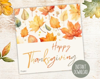 Label met bedankje voor Thanksgiving | Bedanktag | Waardering Tag Docenten Personeel Collega Klant PTO | Tag voor herfsttraktatie | Cadeaukaartje voor snoep
