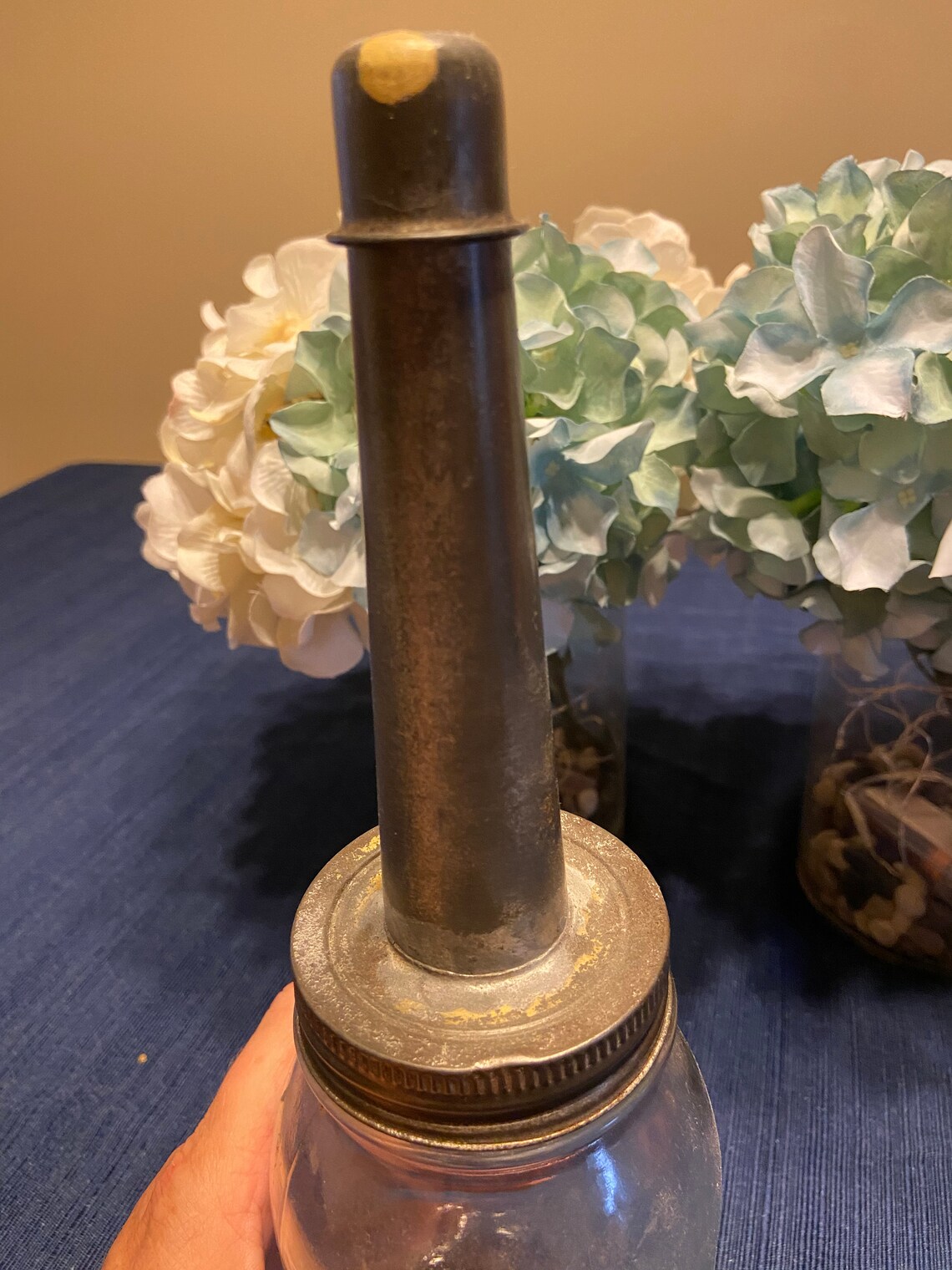 Two 2 Vintage Glass Oil Bottles with Metal Spouts Etsy