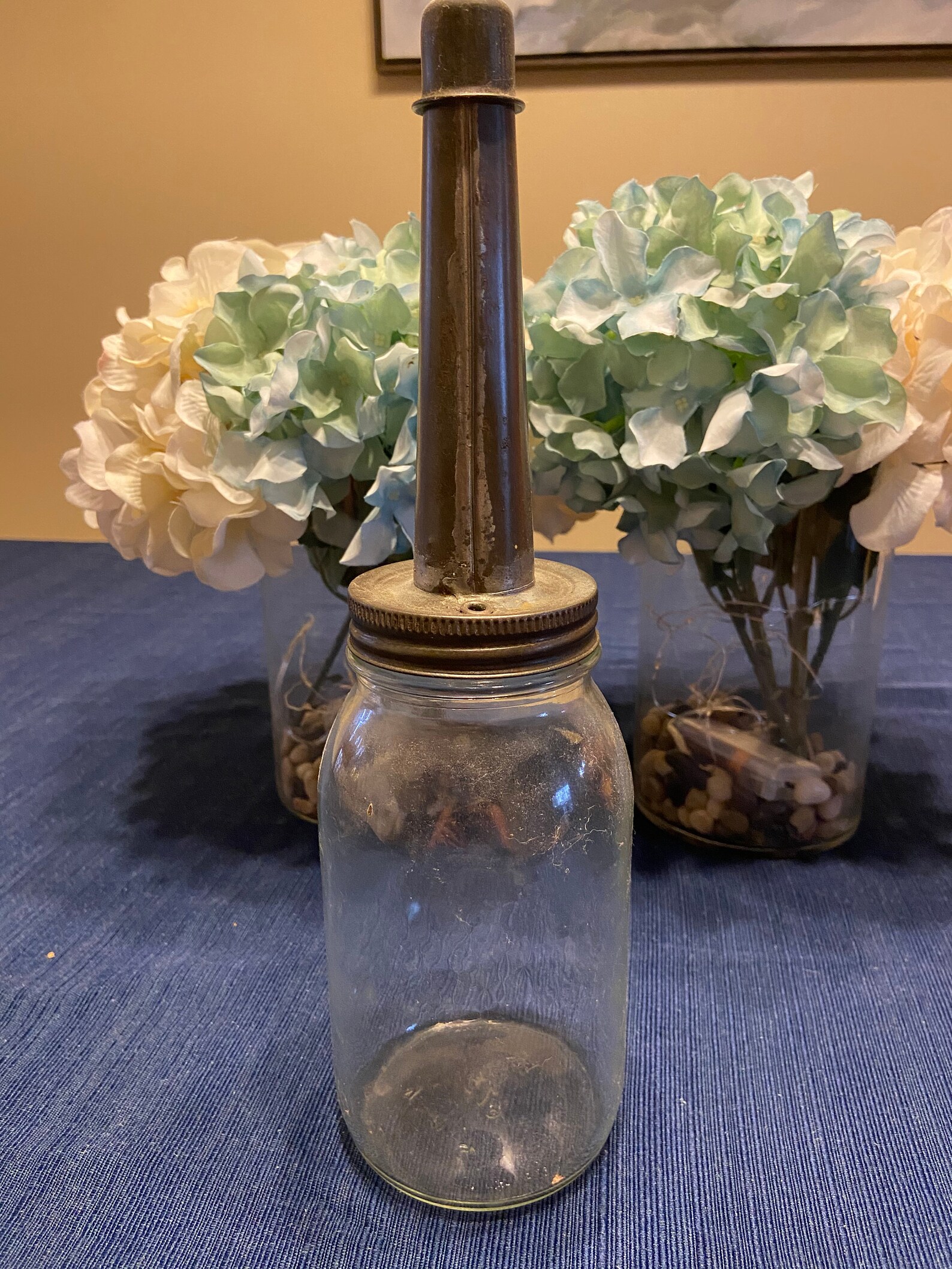 Two 2 Vintage Glass Oil Bottles with Metal Spouts Etsy