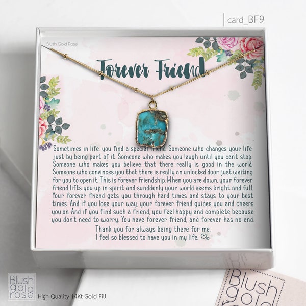 Genuine Kingman Turquoise  Necklace • Raw Turquoise Necklace •Best Friend Gift • BFF Gift • Soul Sister Gift, Friendship Jewelry, BF9c